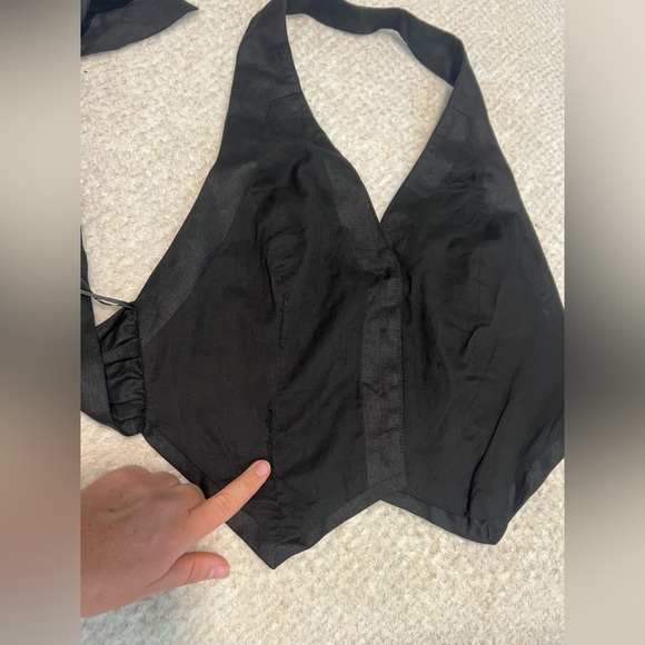 NWT Nicholas Nia Linen Vest Top in black - large (size 10) revolve - FWRD - Picture 9 of 11